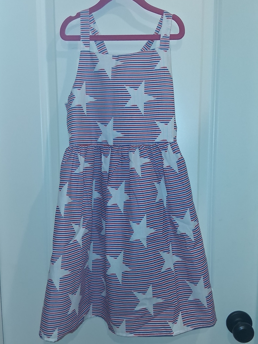 Girls' Red and White Star Stripe Sundress - Sleeveless Casual Dress